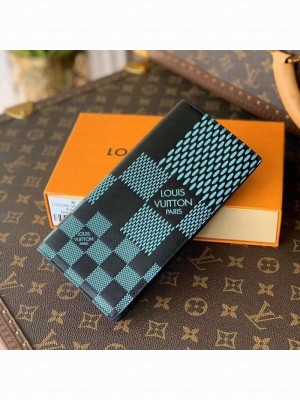 Louis Vuitton Men's Brazza Wallet in Damier 3D Leather N60400 Aqua Green 2021 Collection