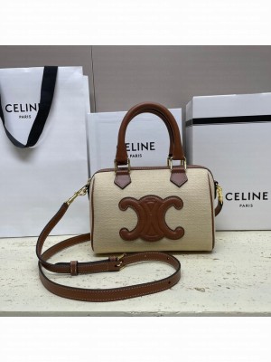 CELINE SMALL BOSTON IN SMOOTH CALFSKIN 113773 NATURAL & TAN