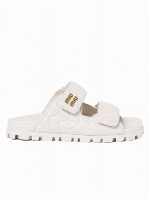 Miumiu Women's Matelasse Nappa Leather Slides White