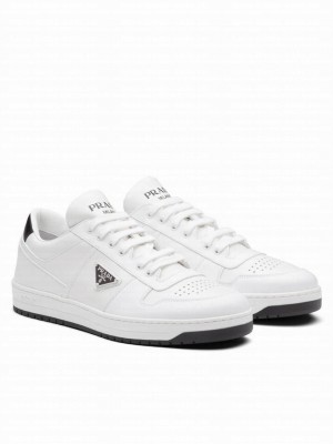 Prada Unisex District Perforated Leather Sneakers White