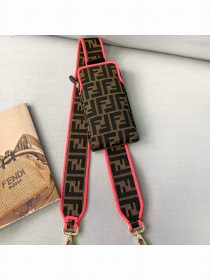 Fendi Strap You Canvas FF Shoulder Strap with iPhone Pocket Pink  2021 Collection