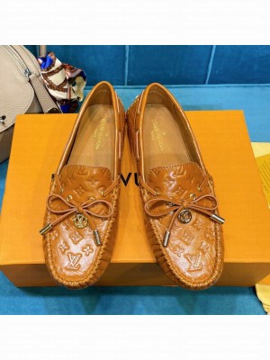 Louis Vuitton 1A3QO2 Gloria Monogram Leather Flat Loafer Brown 2021 Collection