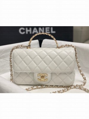 Chanel MINI FLAP BAG WITH TOP HANDLE AS4924 white