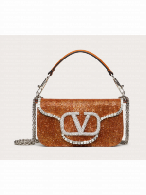 VALENTINO MINI LOCO imitation crystal shoulder bag WB0K53SL orange