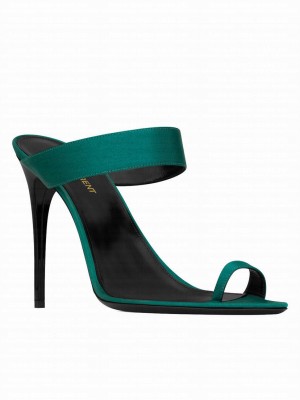 Saint Laurent Women's Martha Mules In Crepe Satin Green