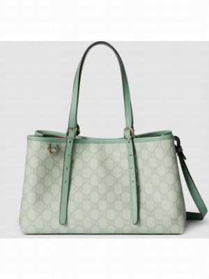 GUCCI GG EMBLEM MEDIUM TOTE BAG 815214 Sage green