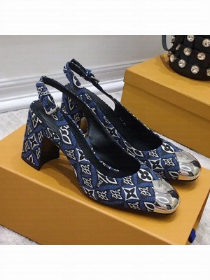 Louis Vuitton Since 1854 Louise Jacquard Slingback Pumps Blue 2021 Collection