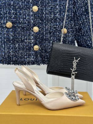 Louis Vuitton Sliver LV Initials accessory Satin Slingbacks Sandals Nude