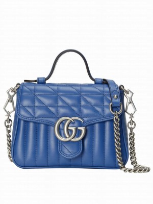 Gucci GG Marmont Mini Top Handle Bag Blue