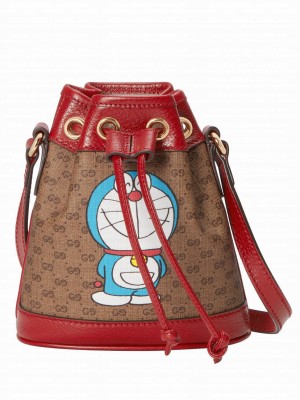 Gucci X Doraemon Mini Bucket Bag 647801 Red