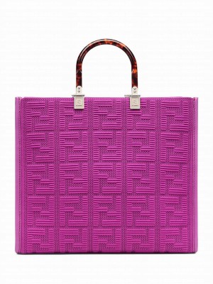 Fendi Sunshine Medium FF Fabric Shopper Peachblow