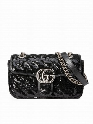 Gucci GG Marmont mini sequin shoulder bag Black