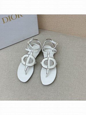 Christian Dior D-CLUB Flat Thong Sandals White 2022 Collection