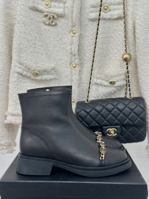 Chanel 4cm Lambskin With Charm Boots Black