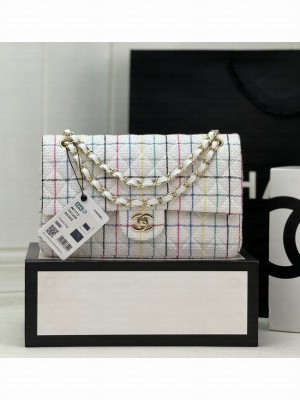CHANEL CLASSIC 11.12 HANDBAG Tweed & Gold-Tone Metal A01112 Multicolor