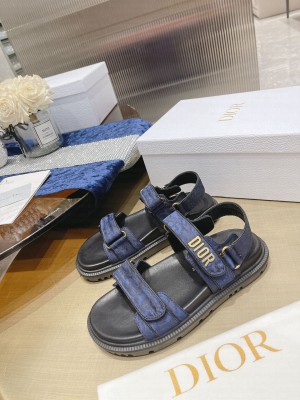 Dior DIORACT SANDAL Blue and Black Technical Fabric with Mizza Print 2022 Collection