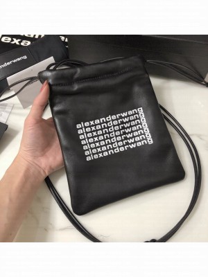 Alexander Wang Ryan Drawstring Mini Dust Shoulder Bag Leather Black