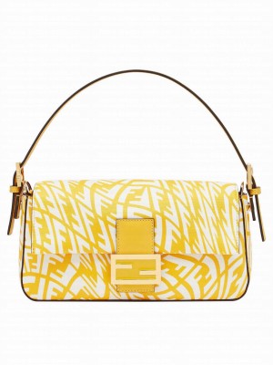 Fendi Baguette 1997 Glazed Canvas Bag 8BS049 Yellow