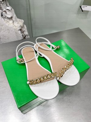 Bottega Veneta Dot Leather Chain Flats Sandals 2022 Collection White