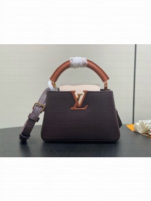 Louis Vuitton Ostrich Capucines BB M11908 Chocolate & Quartz & Tan