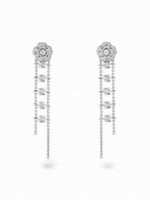 Chanel Bouton De Camelia Transformable Earrings J12837 Silver