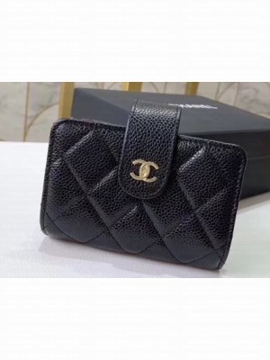 Chanel Small Card Holder 31522 Grained Calfskin Black