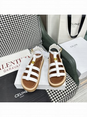 CELINE CLEA TRIOMPHE GLADIATOR SANDAL IN CALFSKIN WHITE