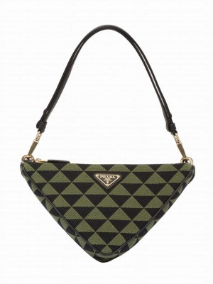Prada Symbole Leather And Fabric Mini Bag 1BC176 Green