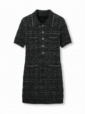 Gucci Women's Wool And Lame Check Jacquard Dress Black