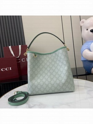 GUCCI GG EMBLEM MEDIUM BUCKET BAG 815103 Sage green