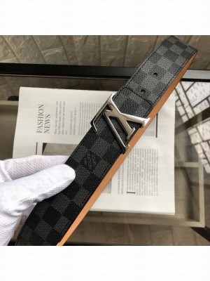 Louis Vuitton Reversible Damier Graphite Canvas and Calfskin Belt 40mm with LV Buckle 2019 Collection