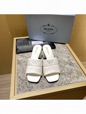 Prada Quilted leather 65 mm Block-Heel slides sandals Mule 2022 Collection 05