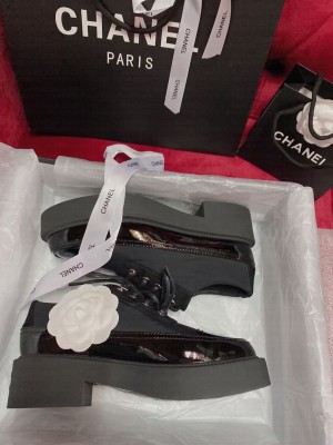 Chanel Women's Lace-Ups Black Calfskin & Satin 02 2021 Collection