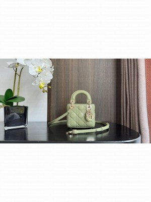 Lady Dior Micro Bag light green Cannage Lambskin S0856O