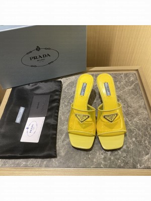 Prada 6.5cm Plexiglas Sandals Mule 2022 Collection Yellow