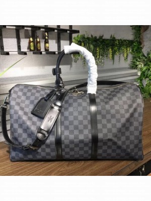Louis Vuitton Keepall 50 Bandouliere Duffle Bag Damier Graphite Canvas Fall/Winter 2017 Collection N41416, Graphite