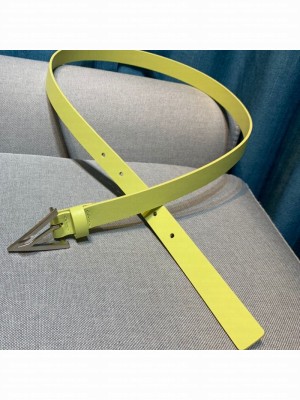 Bottega Veneta Calfskin Belt 2cm with Triangular Buckle Yellow/Silver  2021 Collection