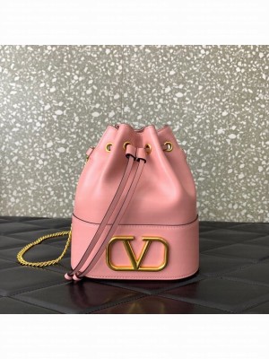 VALENTINO VLOGO SIGNATURE Lambskin Mini Bucket Bag FI16 pink
