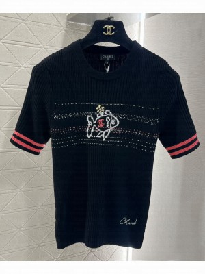 Chanel Women's Knitted Short Sleeves Black