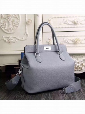 Hermes Original Togo Leather Toolbox Tote Bag Pale Blue