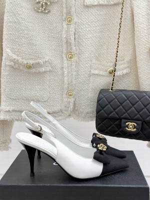 Chanel Camellia Bowknot Slingback Sandals White 2025 