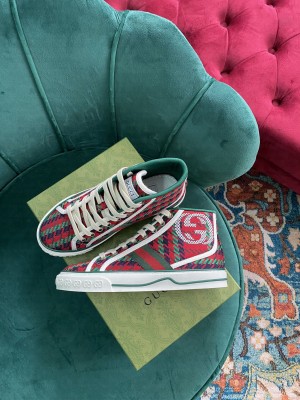 Gucci Unisex Tennis 1977 GG Multicolor high-top Red Sneaker 2021 Collection