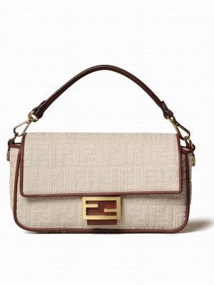 Fendi Baguette Bag In Sardinian jacquard 8BR600 Apricot
