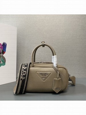 Prada Double leather small bag 1BB102 gray