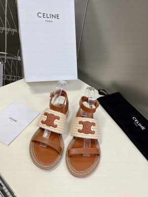 CELIE FLAT SANDALS IN RAFFIA & CALFSKIN 08