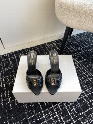Saint Laurent Babylone Open Toe Mules Black