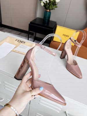 Fendi Shiny Leather with Ankle Strap Pink Pumps 2022 Collection