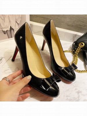 Christian Louboutin Patent Leather Pumps 8cm with Bow Black 2021 Collection