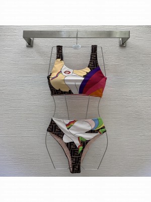 Fendi Rainbow Girl Print Bikini Swimsuit 2022 Collection 070