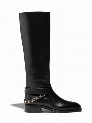Chanel Women's Metal Chain Knight Boots Black